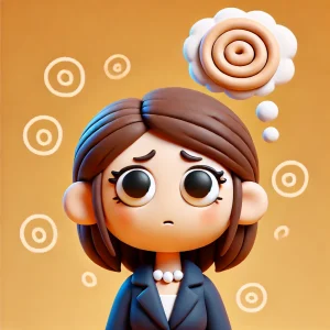 ぐるぐる考える女性