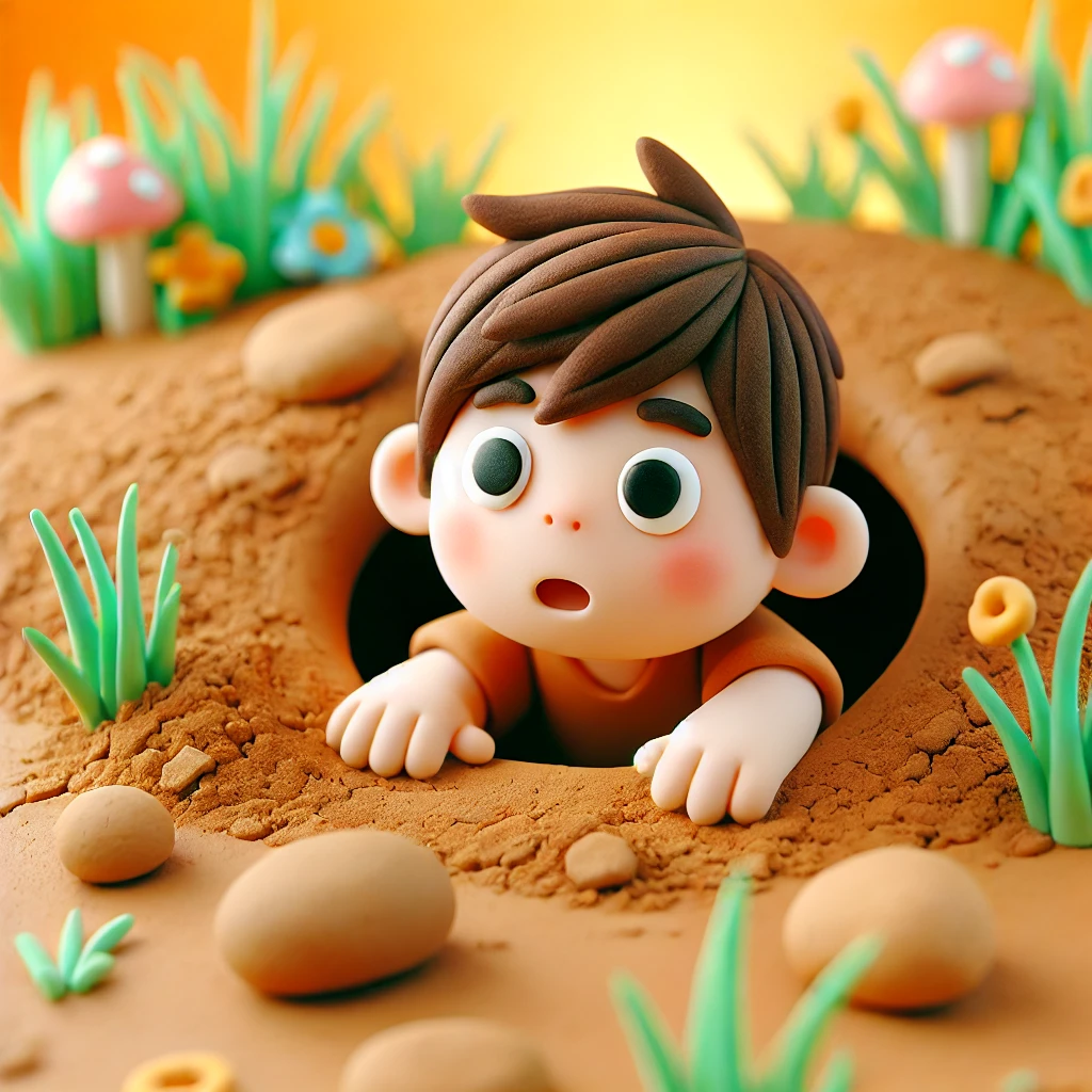 穴から出てきた男の子
